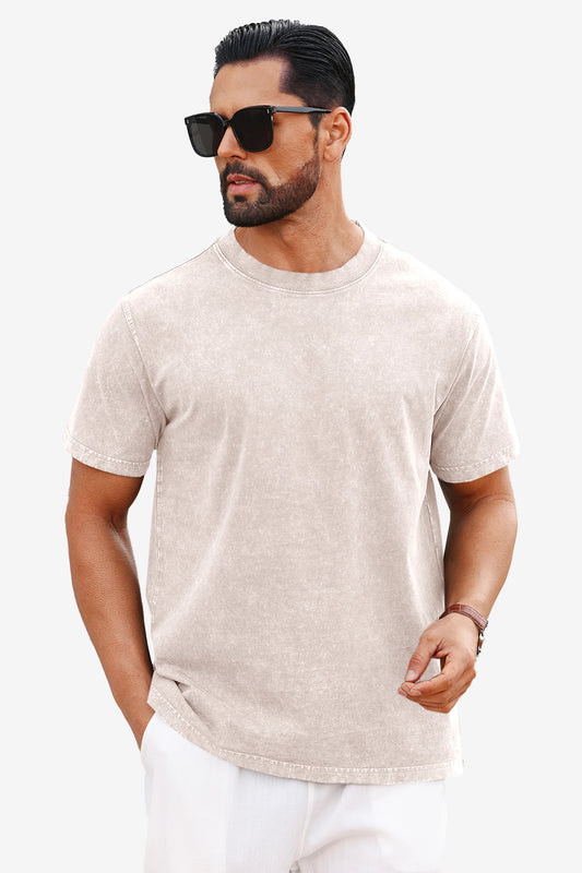 Runcati Beige Vintage Crew T-Shirts
