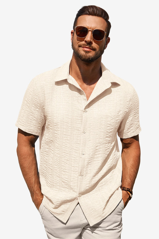 Runcati Beige Wedding Beach Shirt