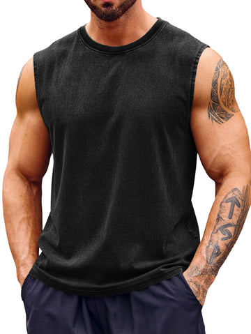 Runcati Black Athletic Sleeveless T-Shirts