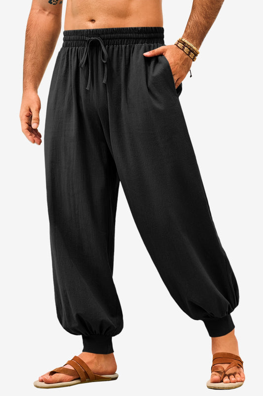 Runcati Mens Black Casual Harem Pants