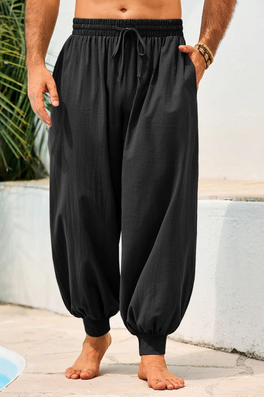 Runcati Mens Black Casual Harem Pants