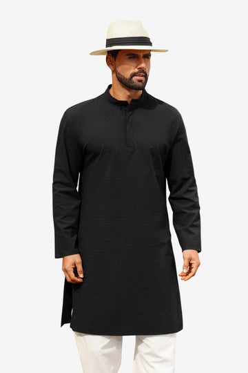 Runcati Black Casual Henley Shirt
