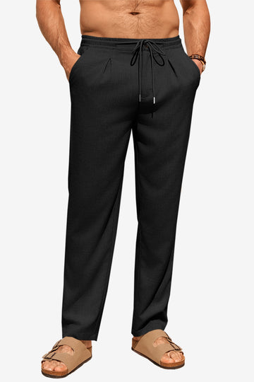 Runcati Black Casual Linen Pants