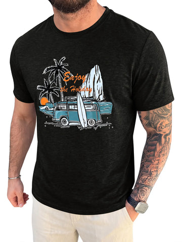 Runcati Black Crew Neck Casual Shirt