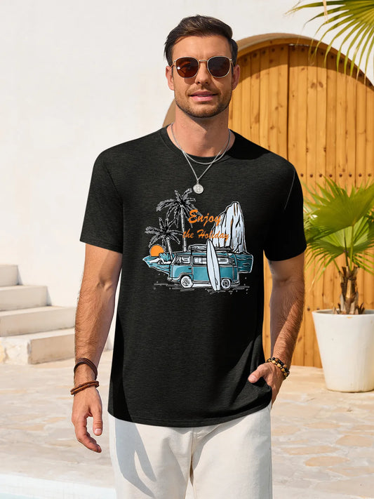 Runcati Black Crew Neck Casual Shirt