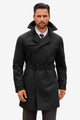 Runcati Mens Black Double Breasted Trench Coat
