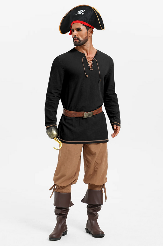 Runcati Black Pirate Tunic Shirt