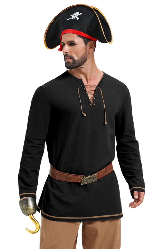 Runcati Black Pirate Tunic Shirt