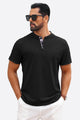 Runcati Black Plaid Henley T-Shirts
