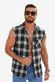 Runcati Black Sleeveless Plaid Shirts
