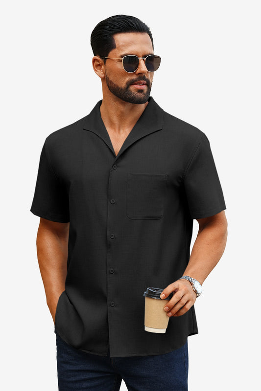 Runcati Black Summer Linen Shirt