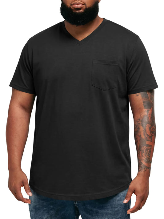 Runcati Black V Neck Casual T-Shirt