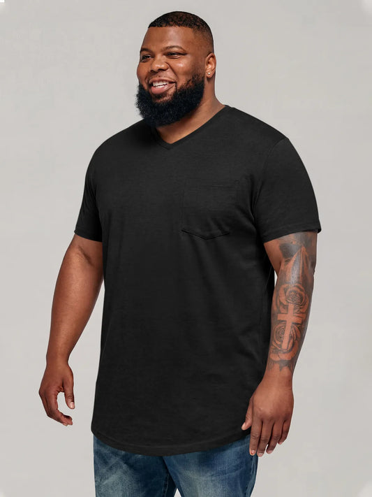 Runcati Black V Neck Casual T-Shirt