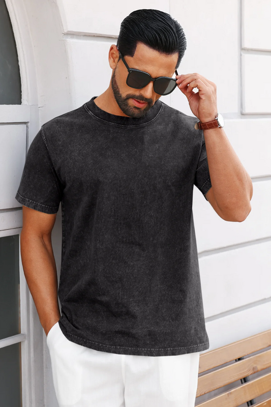 Runcati Black Vintage Crew T-Shirts