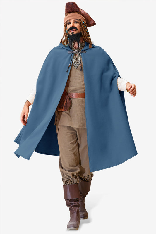 Runcati Blue Medieval Hooded Cloak
