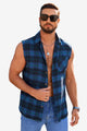 Runcati Blue Sleeveless Plaid Shirts