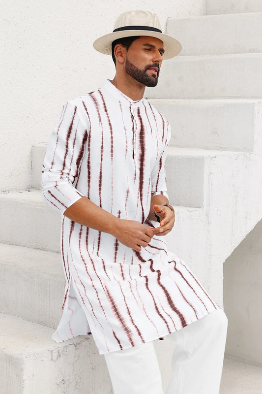 Runcati Brown Print Kaftan Shirt