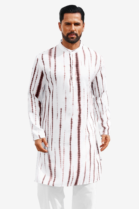 Runcati Brown Print Kaftan Shirt