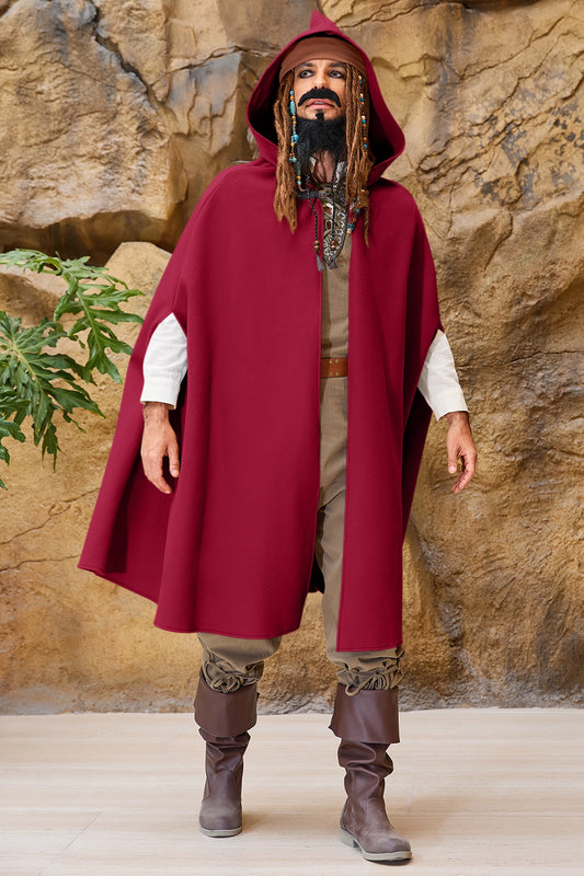 Runcati Burgundy Medieval Hooded Cloak