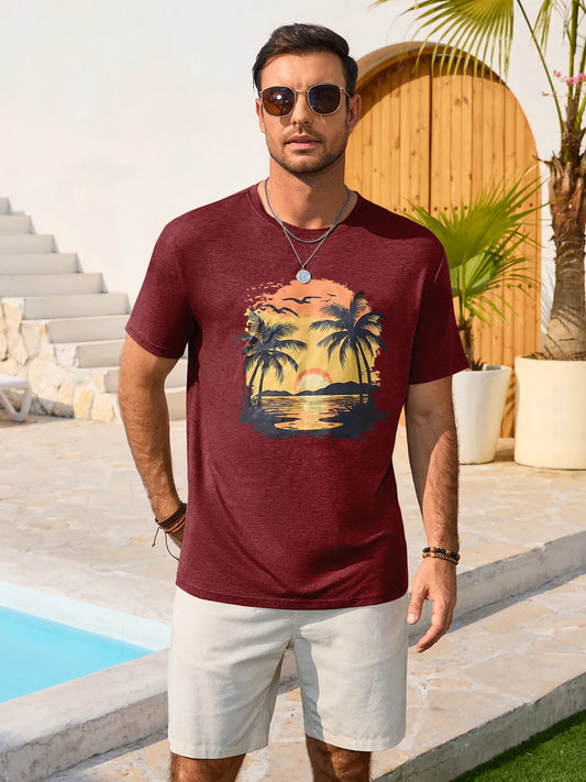 Runcati Burgundy Short Sleeve T-Shirts