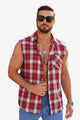 Runcati Burgundy Sleeveless Plaid Shirts