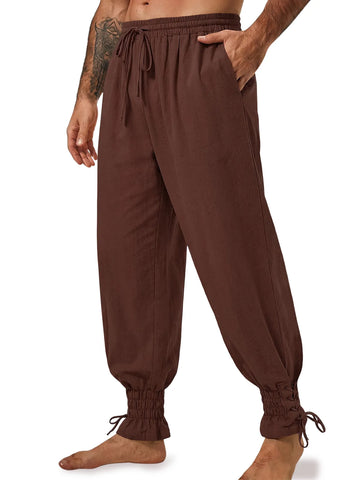 Runcati Coffee Lace Up Ankle Pants
