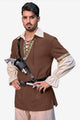 Runcati Coffee Lace Up Pirate Shirt