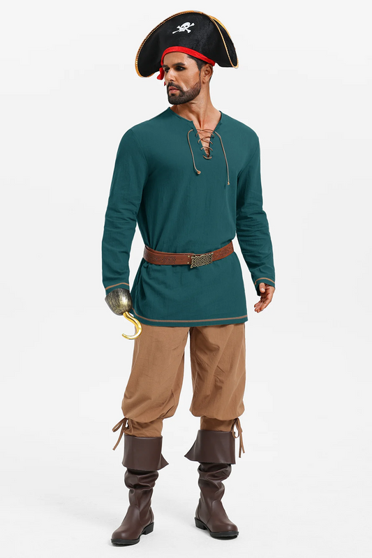 Runcati Dark Green Pirate Tunic Shirt