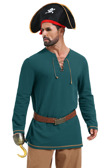 Runcati Dark Green Pirate Tunic Shirt