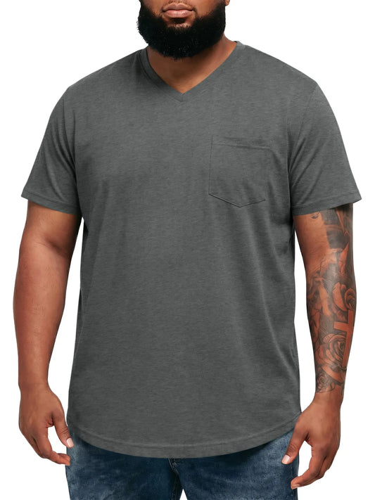 Runcati Dark Grey V Neck Casual T-Shirt