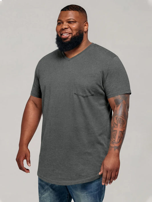 Runcati Dark Grey V Neck Casual T-Shirt