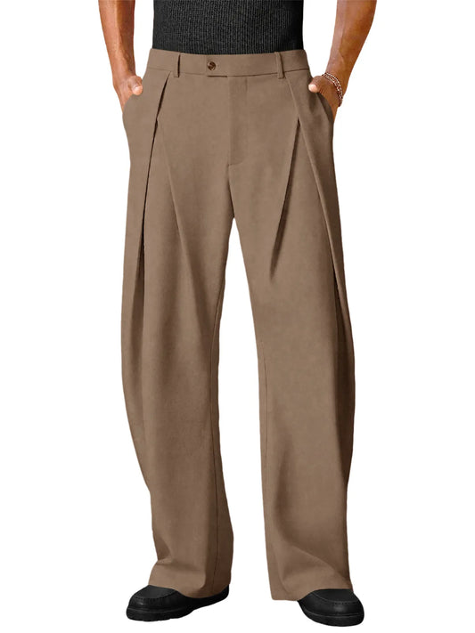 Runcati Dark Khaki Baggy Dress Pants