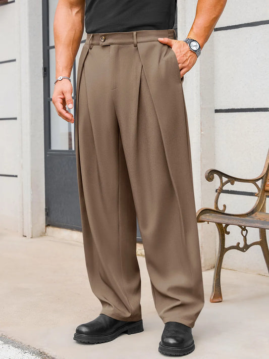 Runcati Dark Khaki Baggy Dress Pants