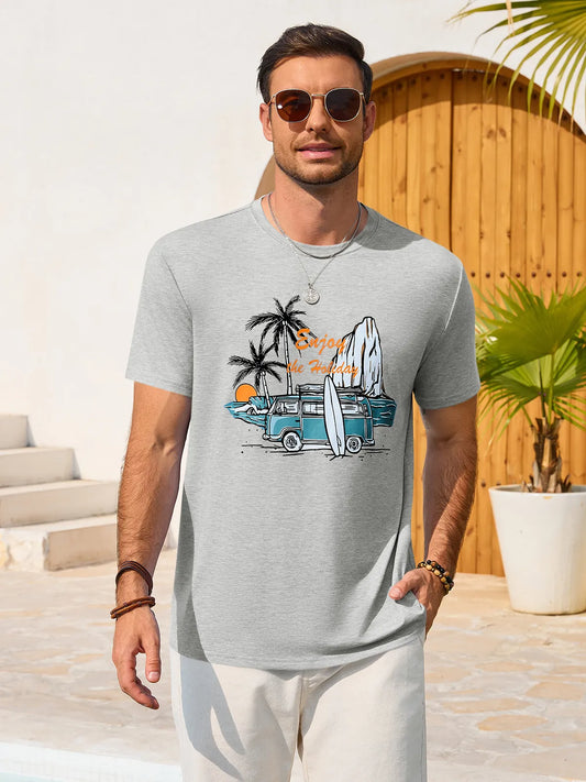 Runcati Gray Crew Neck Casual Shirt
