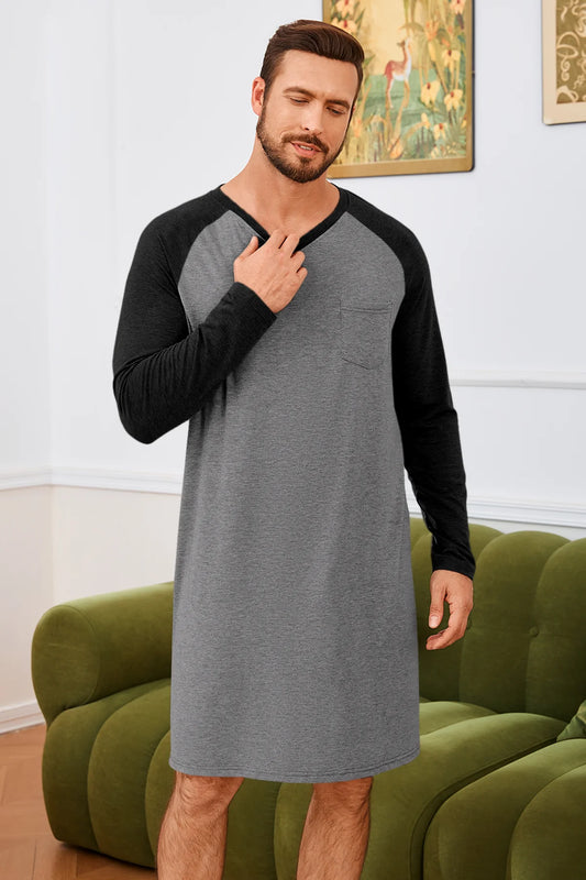 Runcati Grey V Neck Sleep Shirt