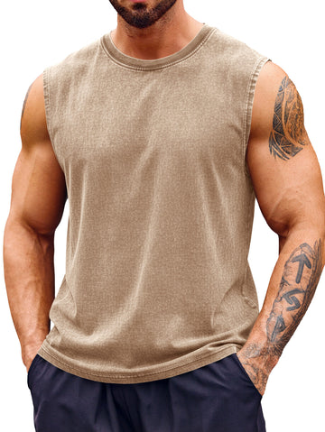 Runcati Khaki Athletic Sleeveless T-Shirts