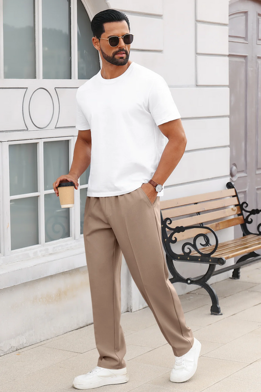 Runcati Khaki Drawstring Casual Pants