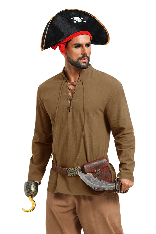 Runcati Khaki Renaissance Pirate Shirt