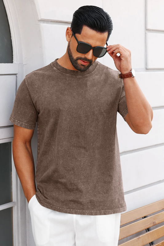 Runcati Khaki Vintage Crew T-Shirts
