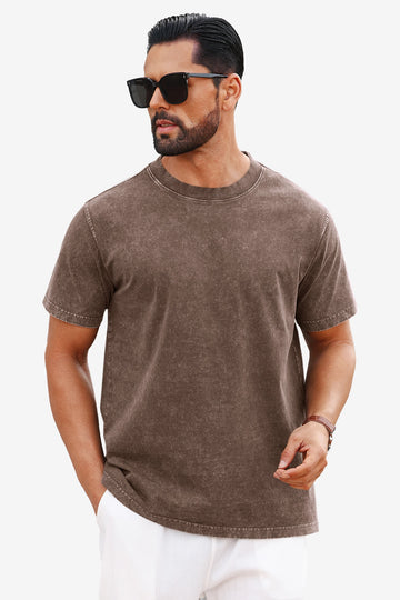 Runcati Khaki Vintage Crew T-Shirts