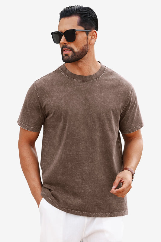 Runcati Khaki Vintage Crew T-Shirts