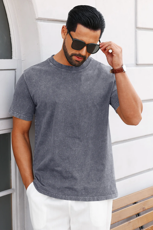 Runcati Light Gray Vintage Crew T-Shirts