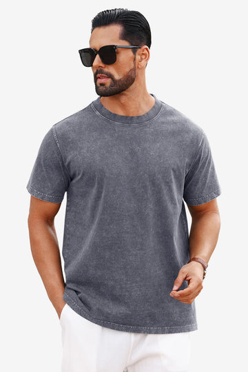 Runcati Light Gray Vintage Crew T-Shirts