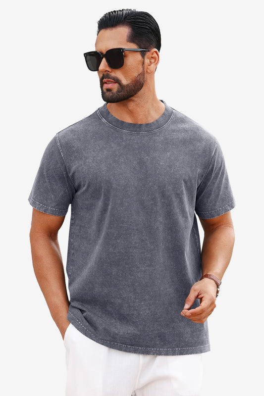 Runcati Light Gray Vintage Crew T-Shirts