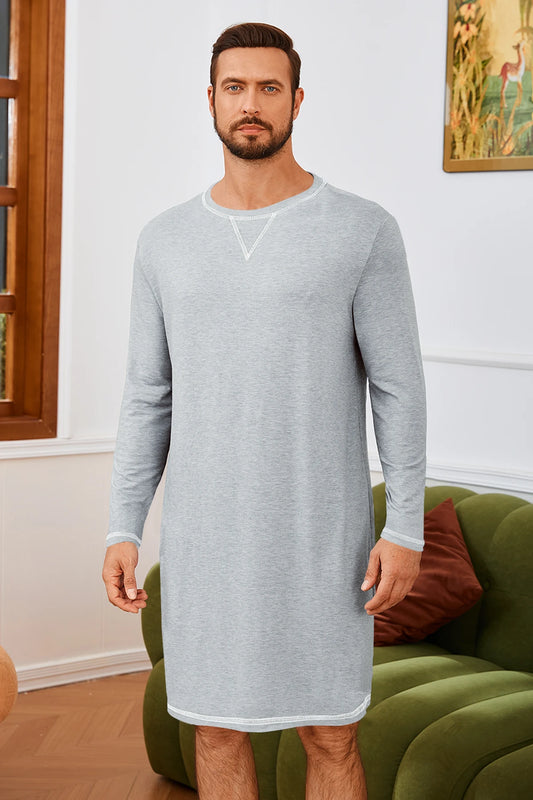 Runcati  Light Grey Mens Comfy Sleep Nightshirt