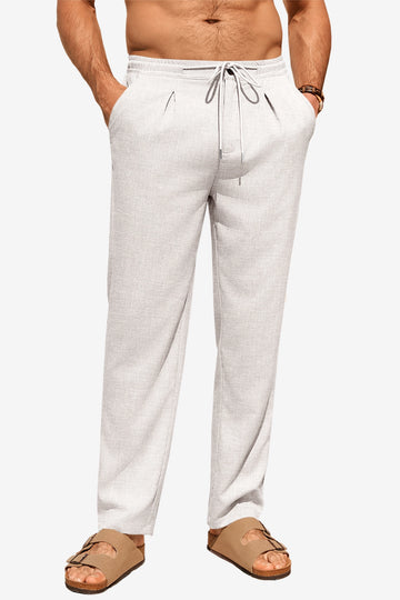 Runcati Light Khaki Casual Linen Pants