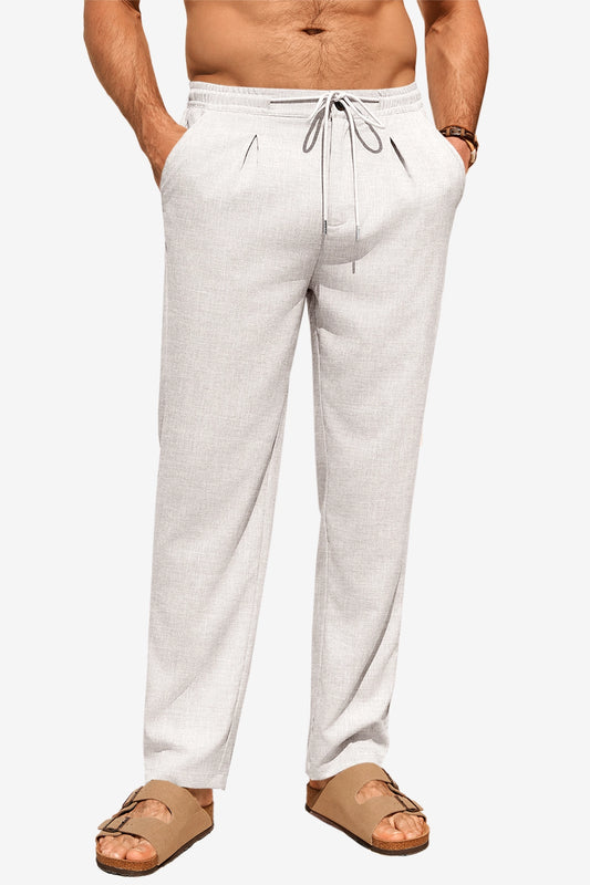Runcati Light Khaki Casual Linen Pants