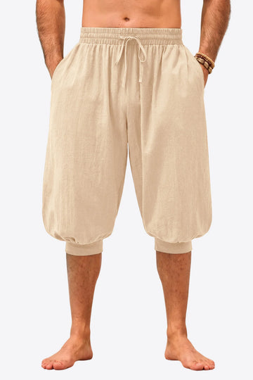 Runcati Mens Apricot Boho Yoga Shorts