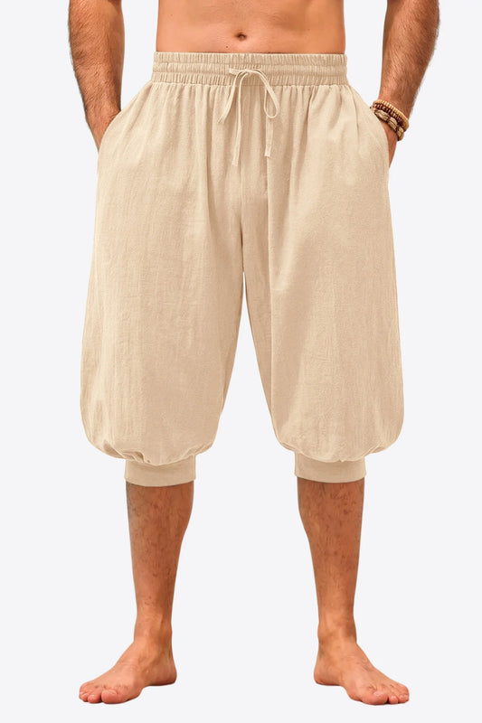 Runcati Mens Apricot Boho Yoga Shorts