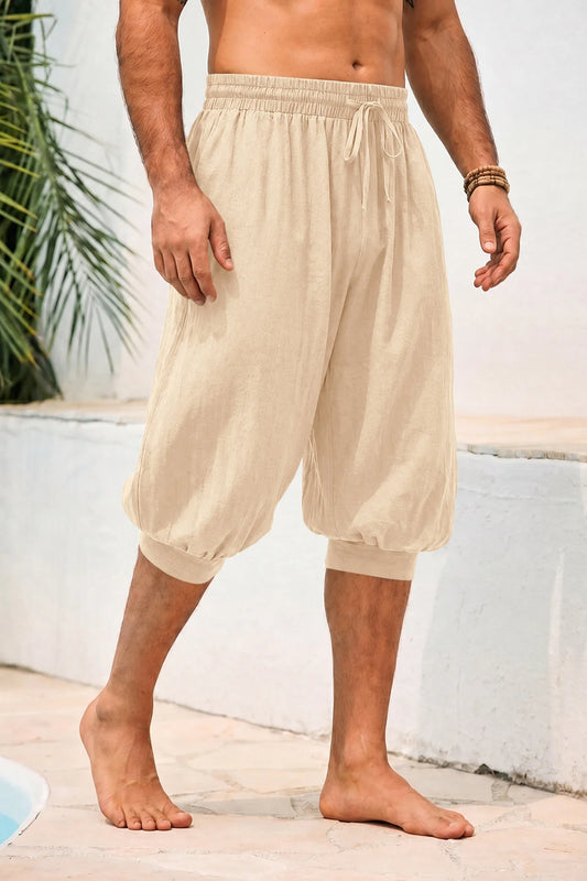 Runcati Mens Apricot Boho Yoga Shorts